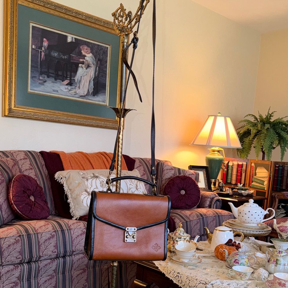 Brown and Black Leather Crossbody Bag